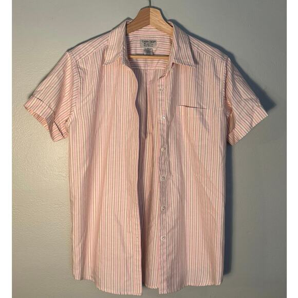 Women's Size 8 Vintage Cabin Creek Short Sleeve Pink Pin Stripe Button Up - Picture 1 of 5